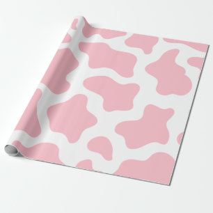pastelroze koe print kawaii cadeaupapier