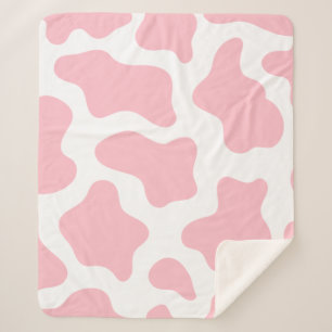pastelroze koe print kawaii sherpa deken