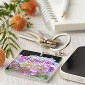 pastelroze paarse hydrangeenbloemen Tunt Sleutelhanger (Voorkant Rechts)