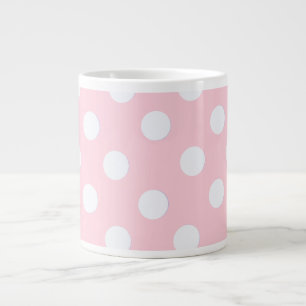 Pastelroze  polka stippen   extra grote beker