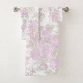 pastelroze roze romantische rozen floraal bad handdoek (Insitu)