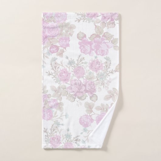 pastelroze roze romantische rozen floraal bad handdoek (Handdoek)