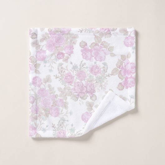 pastelroze roze romantische rozen floraal bad handdoek (Wasdoekje)