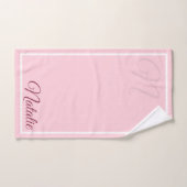 Pastelroze vaste kleur, monogrammen bad handdoek (Handdoek)