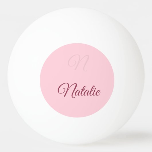 Pastelroze vaste kleur, monogrammen pingpongballen (Achterkant)