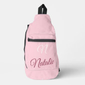 Pastelroze vaste kleur, monogrammen sling bag (Voorkant)
