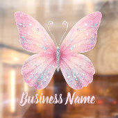 pastelroze vlinderlogo raamsticker (Vel 2)