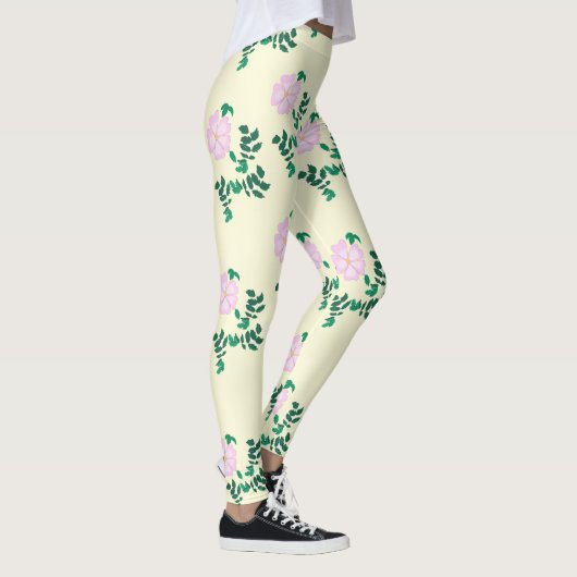 Pastelroze Wilde Roos Bloem Leggings (Rechts)