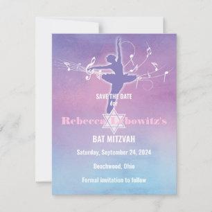  Pastels Ballet Dance, Dancer Save the Date Kaart