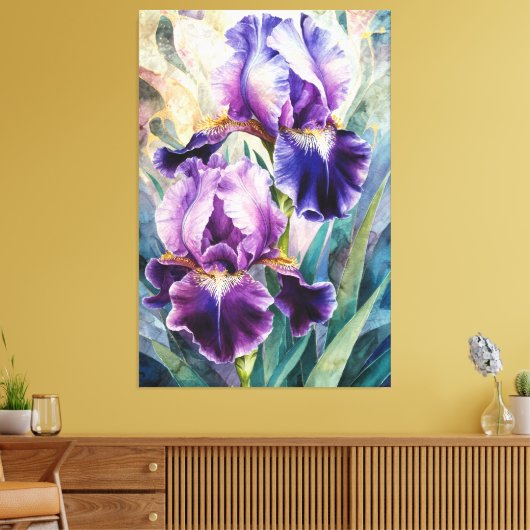 *~* Pastels Bloemen Artsy Iris Schilderen AP84 Canvas Afdruk (Insitu (Woonkamer))
