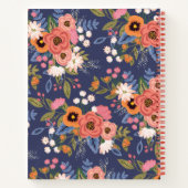 Pastels & Dark Blue Boho Floral Pattern Name Notitieboek (Achterkant)