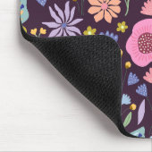 Pastels & Dark Plum Floral Pattern Name Mouse Pad Muismat (Hoek)