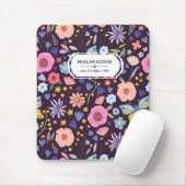 Pastels & Dark Plum Floral Pattern Name Mouse Pad Muismat (Met muis)
