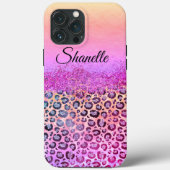Pastels Glittery Silver Leopard gepersonaliseerd Case-Mate iPhone Case (Achterkant)