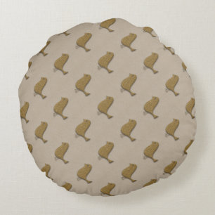 Pastels Golden Leaf Bird Pattern Lover Pillow Rond Kussen