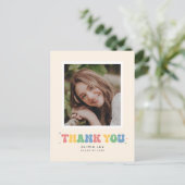 Pastels Groovy Retro Afstuderen Dank u Briefkaart (Staand voorkant)