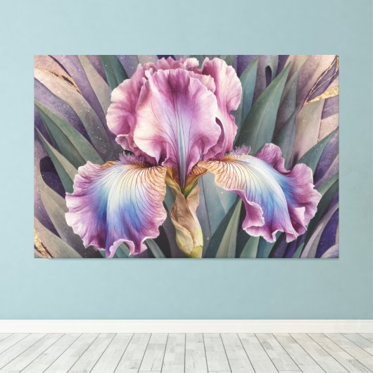 *~* Pastels Roze IRIS Irissen  Bloemen TV2 Canvas Afdruk (Insitu (Houten vloer))
