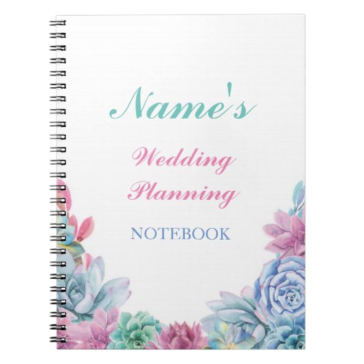 Pastels Succulents Notebook Weddenschap Planning N Notitieboek (Voorkant)