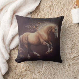 Pastelschilderij van een rennend paard kussen