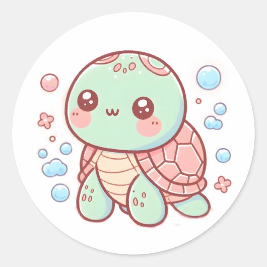 Pastelschildpad ontwerp, Schattigee zachte kleur s Ronde Sticker (Voorkant)
