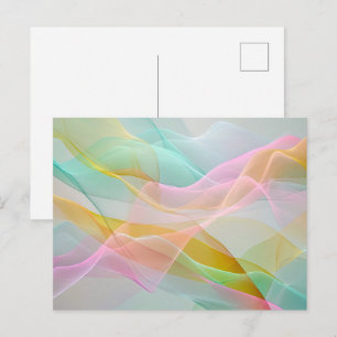 Pastelsymfonie van zwevende dunne linten briefkaart