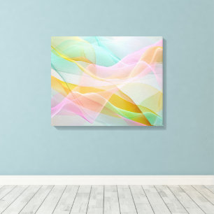Pastelsymfonie van zwevende dunne linten canvas afdruk