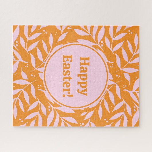 pasteltakken - oranje en roze Pasen Legpuzzel (Horizontaal)