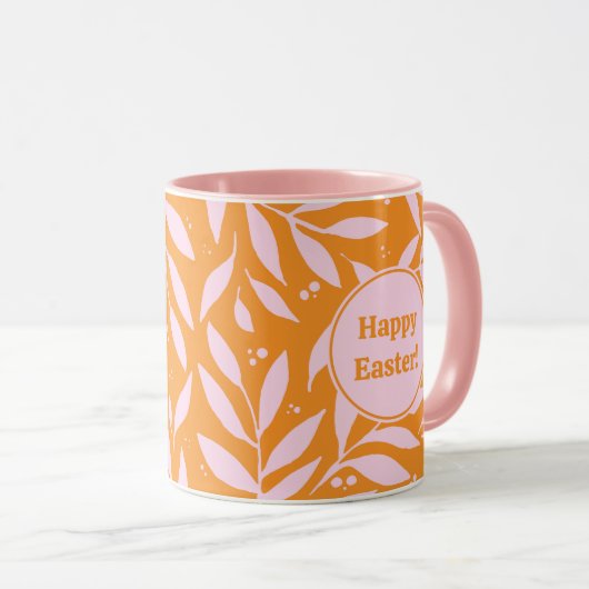 pasteltakken - oranje en roze Pasen Mok (Voorkant rechts)