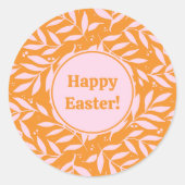 pasteltakken - oranje en roze Pasen Ronde Sticker (Voorkant)