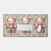 Pastelteddybeer die bloem vasthoudt die overalls d bureaumat (Keyboard & Muis)