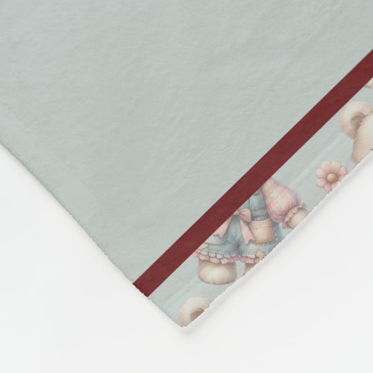 Pastelteddybeer die bloem vasthoudt die overalls d fleece deken (Hoek)