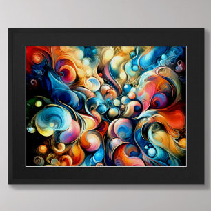 Pasteltekening Abstract Bubble Biologisch Kleurrij Poster