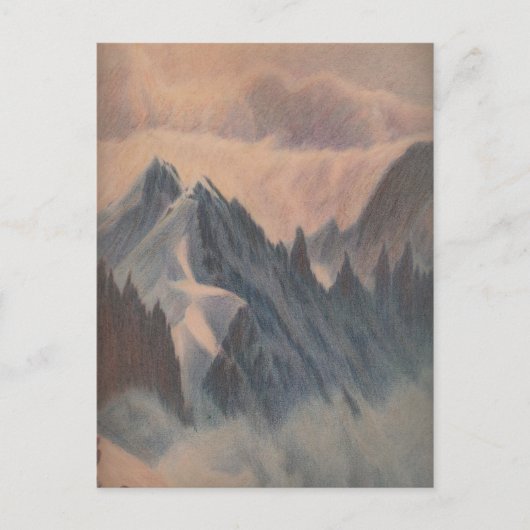 pasteltekening eerie mountainglacier briefkaart (Voorkant)