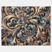 Pasteltekening Gouden Blauwe Damast Fleece Deken (Voorkant (Horizontaal))