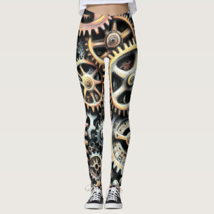 Pasteltekening van Cogs Gears Steampunk Leggings