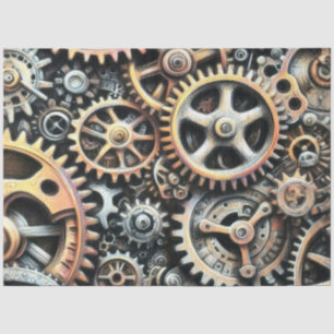 Pasteltekening van Cogs Gears Steampunk Tissuepapier