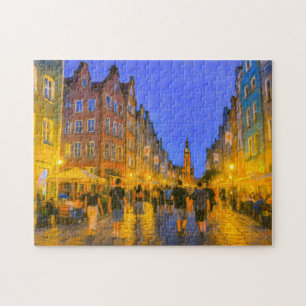Pasteltekening van de stadspoort van Danzig met ui Legpuzzel