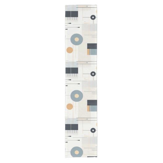 Pasteltinten midden van de eeuw geometrisch patroo korte tafelloper (Voorkant)