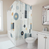 Pasteltinten retro geometrisch patroon douchegordijn (In situ)