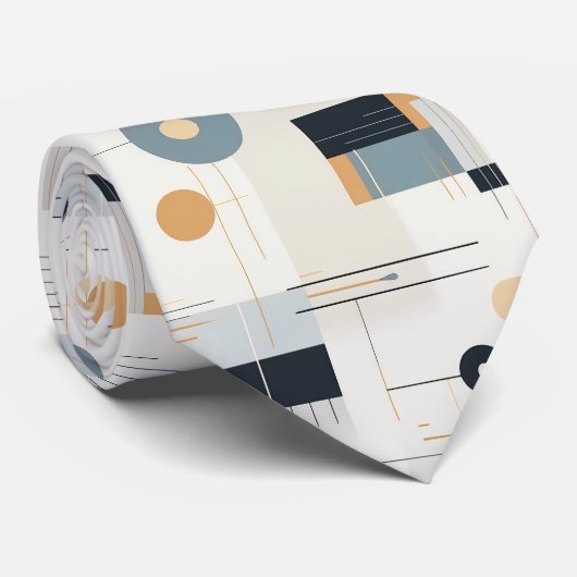 Pasteltinten retro geometrisch patroon stropdas (Opgerold)