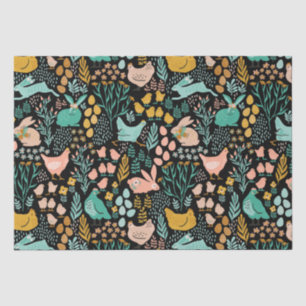 Pasteltonen Paassymbolen patroon op zwart Tissuepapier