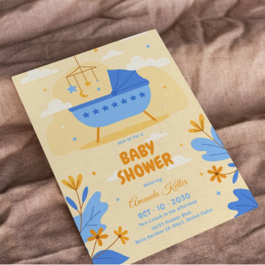 pasteluitnodiging voor Baby shower Kaart