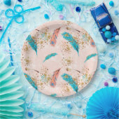 Pastelveren Roze Teal Blauwe Gouden Papieren Bord (Feest)