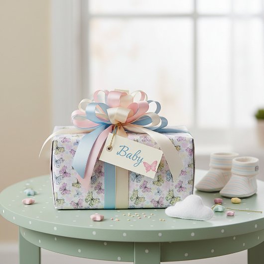 pastelvlinder cadeaupapier