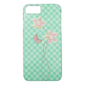 pastelvlinder en bloem op groen gekleurd Case-Mate iPhone case (Achterkant)