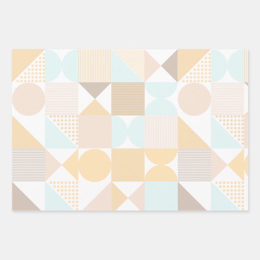 Pastelzachte kleur Abstract geometrisch patroon Inpakpapier Vel (Voorkant 2)