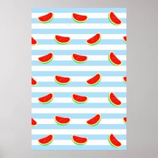 pastèque, affiche, affiche d'été, motif bleu, (Devant)