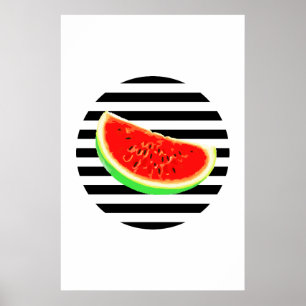 pastèque, affiche, affiche d'été, rayures noires,