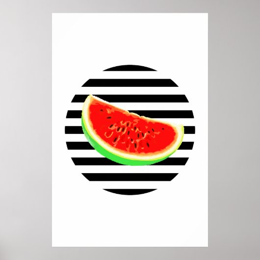 pastèque, affiche, affiche d'été, rayures noires, (Devant)