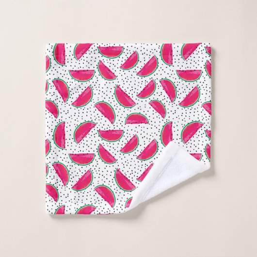 Pastèque au néon sur le motif de graines (Gant de toilette)